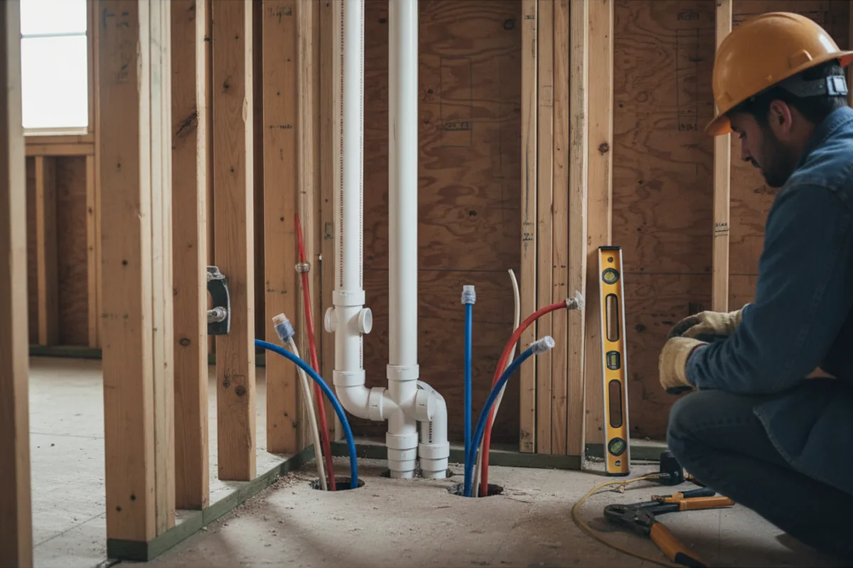 Drain and supply rough-in during Drain Cleaning in Cutler