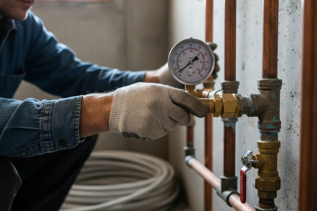 Pressure testing a repaired line during Water Line Repair in Cutler